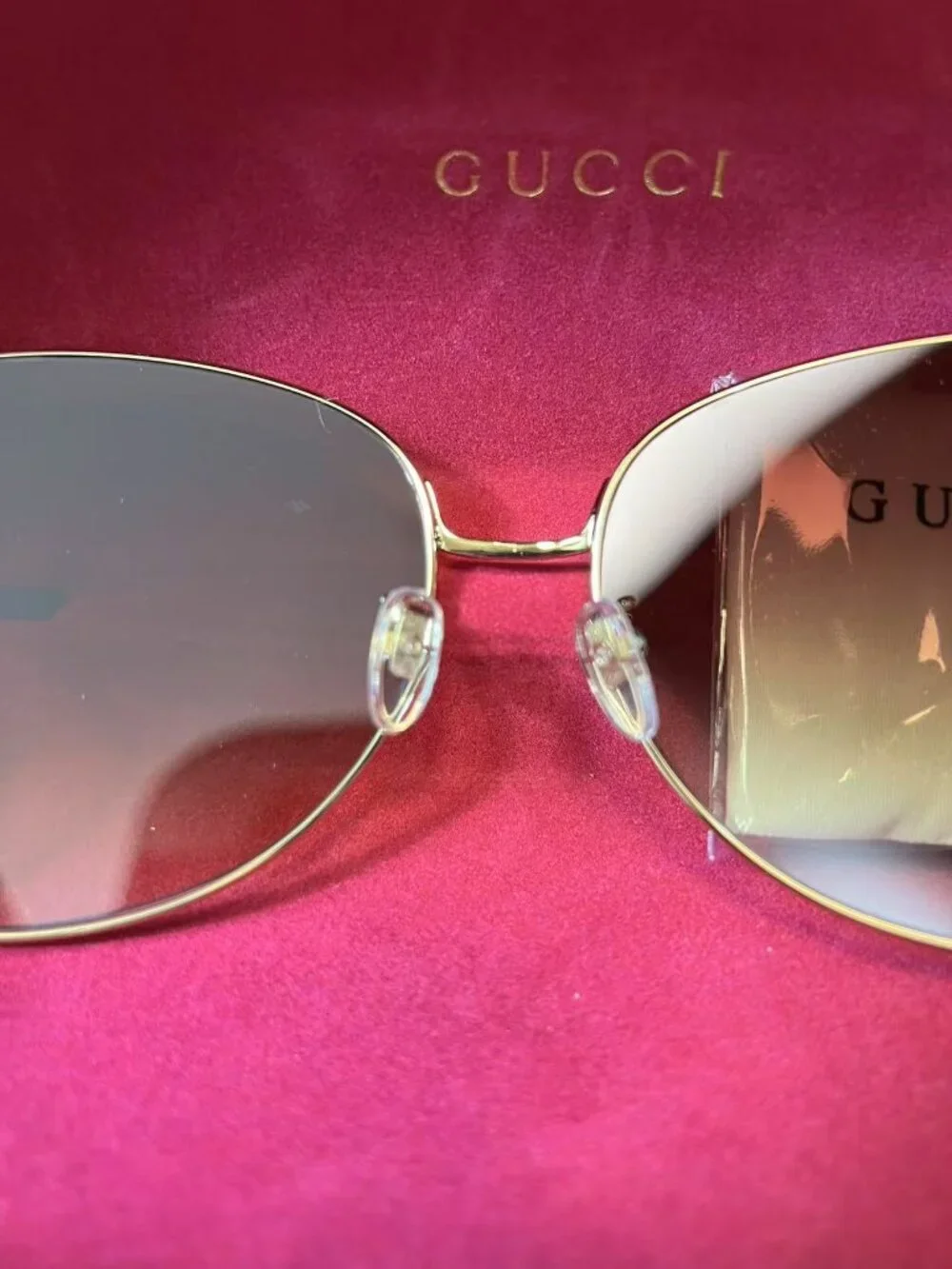 Gucci Gold Square Metal Sunglasses GG0252S 63m